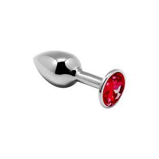 Анальная металлическая пробка с красным кристаллом Alive Small Metal Butt Plug Red Jewel (Размер S) SO6010 фото