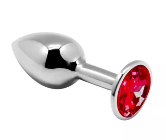 Анальная металлическая пробка с красным кристаллом Alive Small Metal Butt Plug Red Jewel (Размер S) SO6010 фото