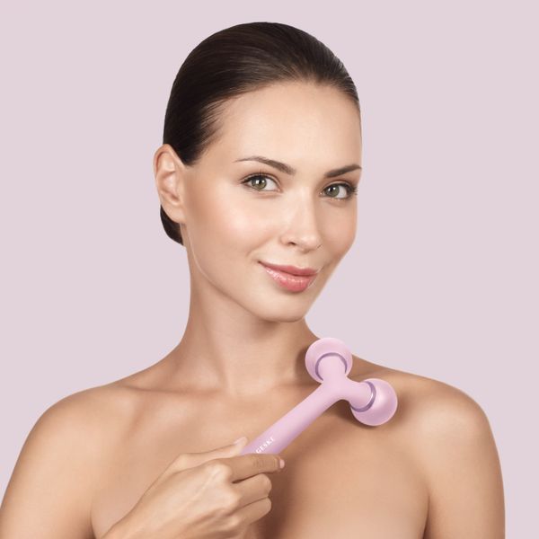 Электронный ультразвуковой ролик для лица и тела GESKE Sonic Facial&Body Roller 4в1 pink HB0037 фото