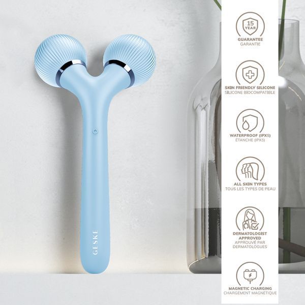 Электронный ультразвуковой ролик для лица и тела GESKE Sonic Facial&Body Roller 4в1 aquamarine HB0038 фото