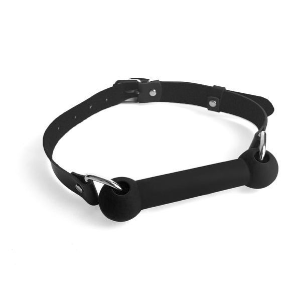 Кляп-палочка из силикона и натуральной кожи Art of Sex Gag Stick Silicone, черный SO6705 фото