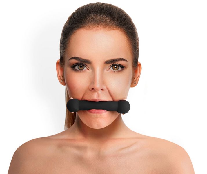 Кляп-палочка из силикона и натуральной кожи Art of Sex Gag Stick Silicone, черный SO6705 фото