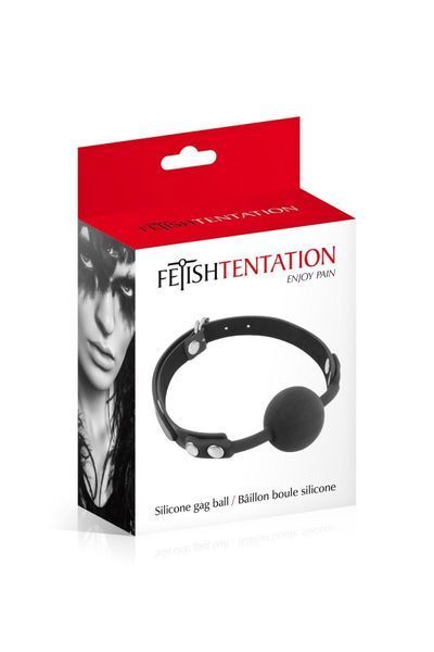 Силиконовий кляп Fetish Tentation Силиконовый кляп-шарик, черный SO4038 фото