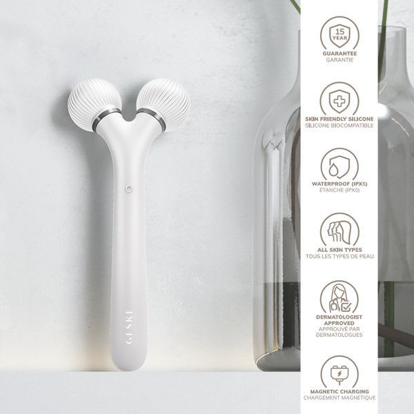 Электронный ультразвуковой ролик для лица GESKE Sonic Facial Roller 4в1 white HB0183 фото