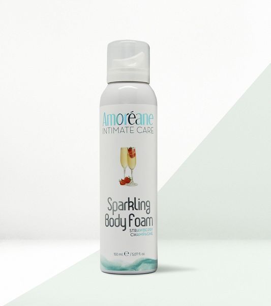 Іскриста масажна піна з ефектом тріскотіння Amoreane Sparkling Body Foam Strawberry Champagne - Полуничне Шампанське, 150 мл SO5637 фото