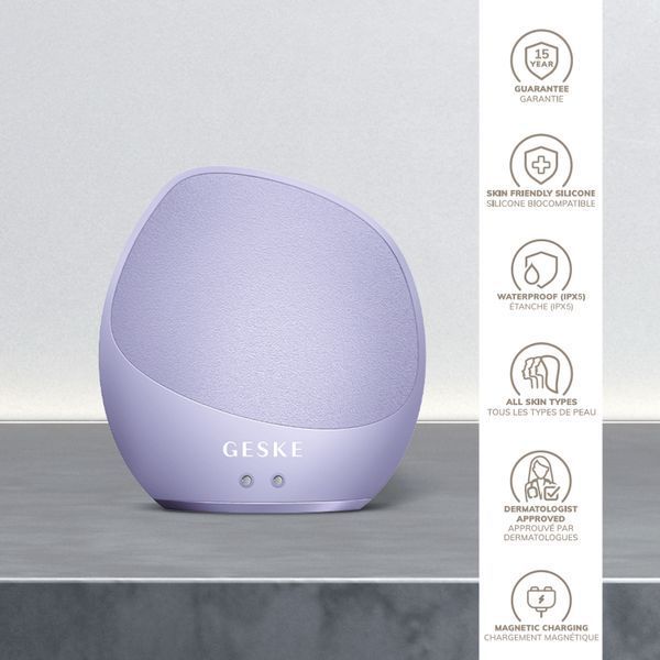 Ультразвукова щітка для тіла та інтенсивний пілінг GESKE Sonic Body Brush&Intensive Exfoliator 7в1 purple HB0358 фото
