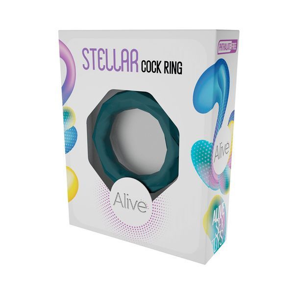 Ерекційне силіконове кільце з гранями Alive Stellar Cock Ring (Bottle Green) SO9689 фото