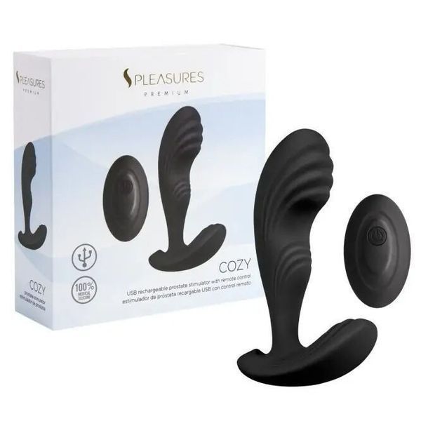 Вібромасажер простати S Pleasures Premium Cozy, чорний, з рельєфною головкою, 10 режимів SX1613 фото