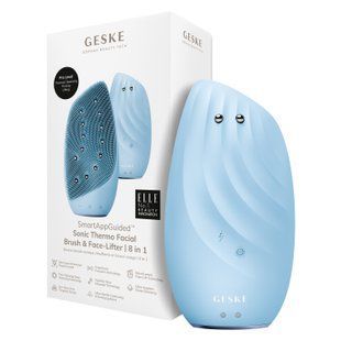Очистительная щетка для лица GESKE Sonic Thermo Facial Brush&Face-Lifter 8в1 aquamarine HB0094 фото