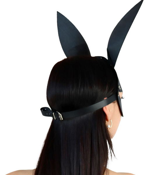 Еротична маска зайчика з натуральної шкіри Art of Sex Bunny Mask, чорна SO9644 фото