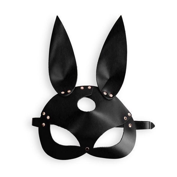 Еротична маска зайчика з натуральної шкіри Art of Sex Bunny Mask, чорна SO9644 фото