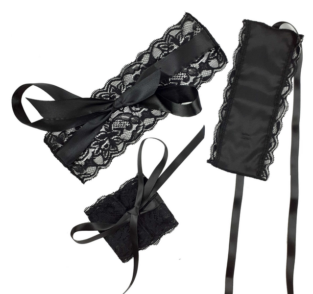 Еротичний набір (пов'язка на очі та наручники) Art Of Sex Blindfold and Handcuffs Aria, чорний SO5169 фото