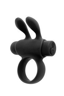 Эрекционное виброкольцо S Pleasures Premium Rabbit Ring, черное, со съемной вибропулей и ушками SX1608 фото
