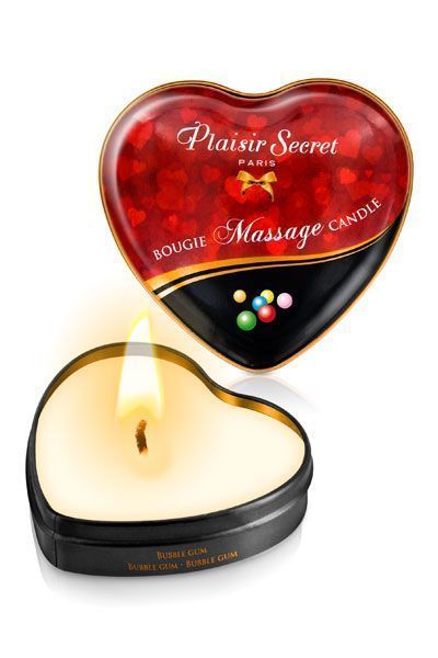 Массажная свеча сердце Plaisirs Secrets Bubble Gum (35 мл) SO1866 фото