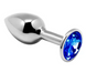 Металева анальна пробка з синім кристалом Alive Small Metal Anal Plug Jewel Blue Strass (Розмір S) SO5998 фото 3